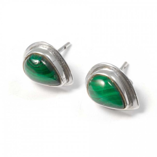 Boucles d'oreille pierre en goutte avec contour d'argent - BIJOUX ARGENT - Boutique Nirvana