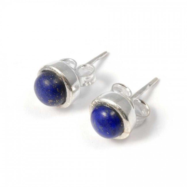 Round Indian Gemstone Studs - Silver Jewellery - Boutique Nirvana