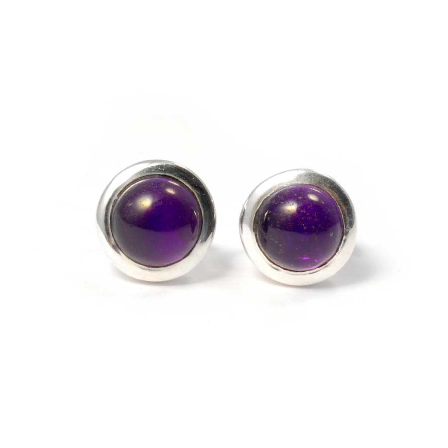 Round Indian Gemstone Studs - Silver Jewellery - Boutique Nirvana