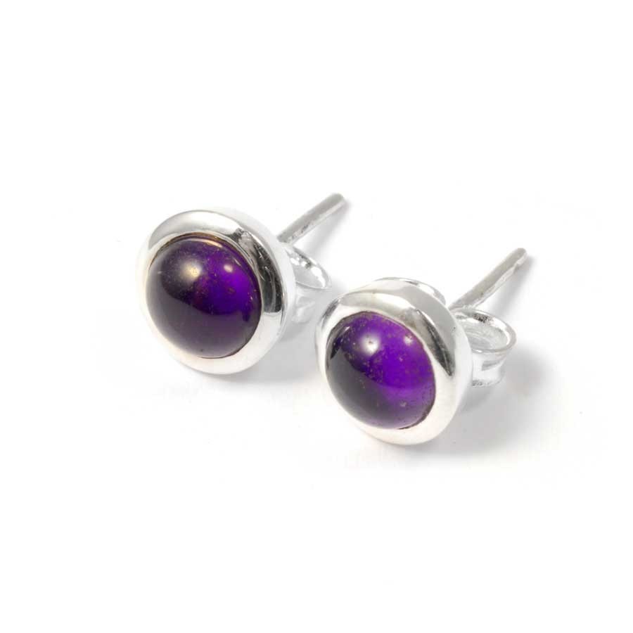 Round Indian Gemstone Studs - Silver Jewellery - Boutique Nirvana