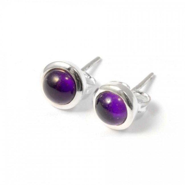 Round Indian Gemstone Studs - Silver Jewellery - Boutique Nirvana