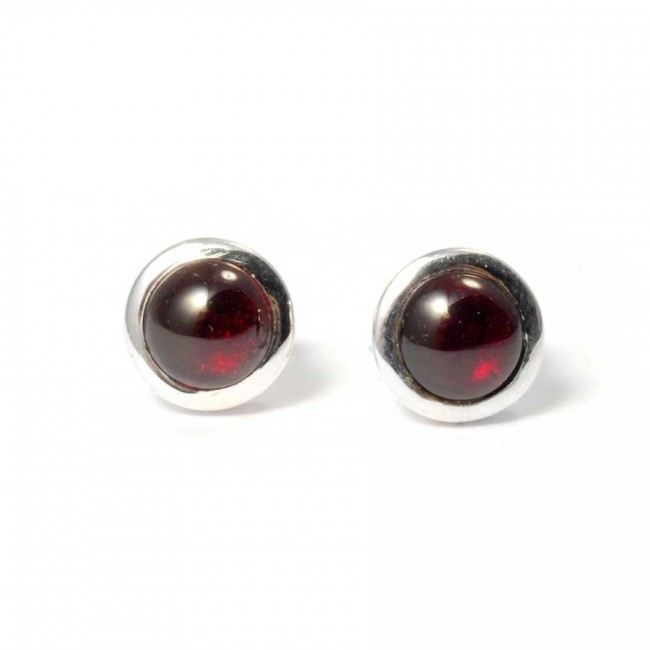 Round Indian Gemstone Studs - Silver Jewellery - Boutique Nirvana
