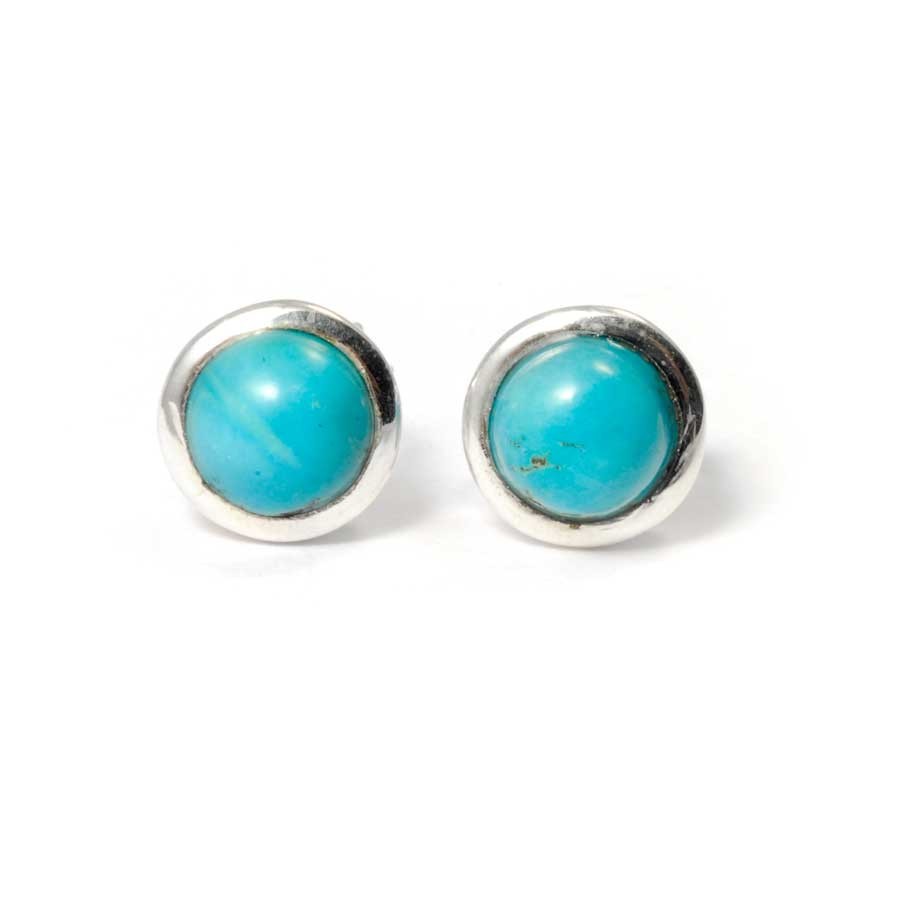 Round Indian Gemstone Studs - Silver Jewellery - Boutique Nirvana