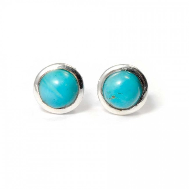 Round Indian Gemstone Studs - Silver Jewellery - Boutique Nirvana