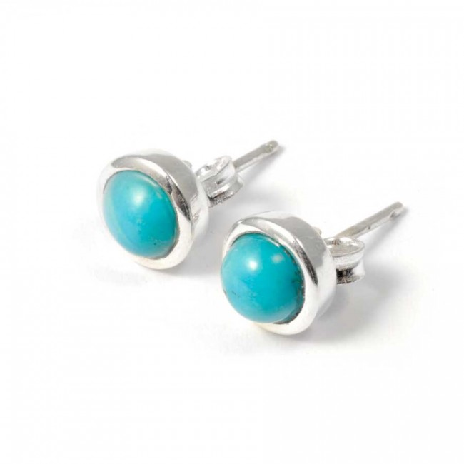 Boucles d'oreilles pierre ronde avec contour d'argent - BIJOUX ARGENT - Boutique Nirvana