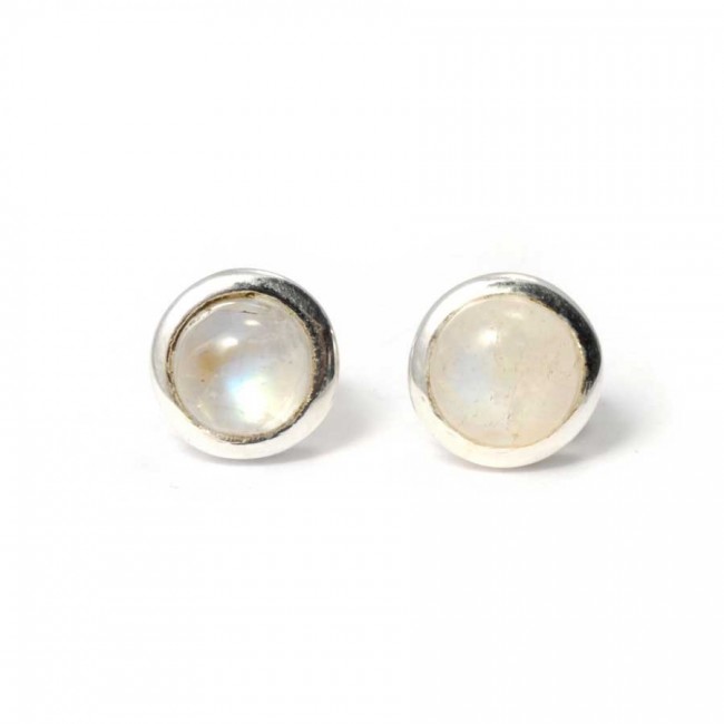 Boucles d'oreilles pierre ronde avec contour d'argent - BIJOUX ARGENT - Boutique Nirvana