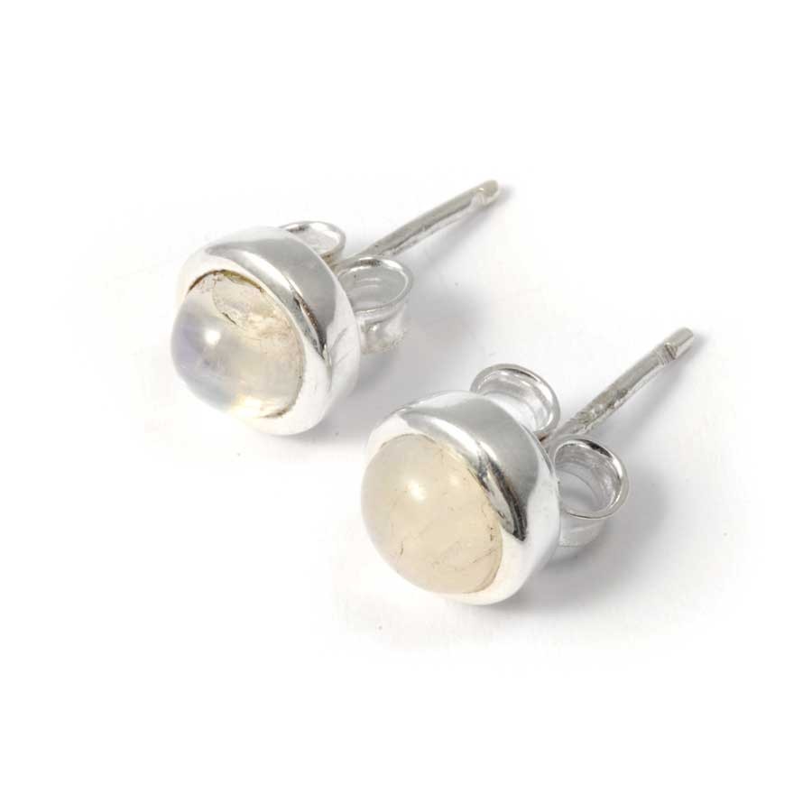 Round Indian Gemstone Studs - Silver Jewellery - Boutique Nirvana