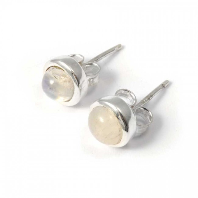 Round Indian Gemstone Studs - Silver Jewellery - Boutique Nirvana