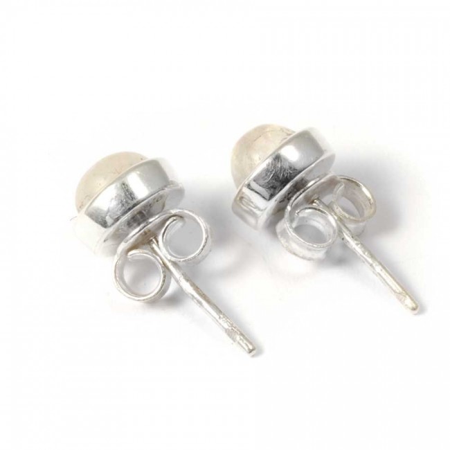 Boucles d'oreilles pierre ronde avec contour d'argent - BIJOUX ARGENT - Boutique Nirvana