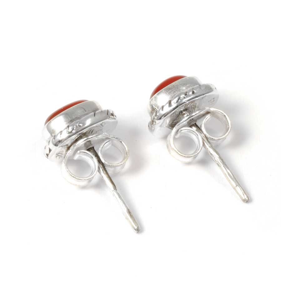 Oval Gemstone Studs with Silver Detailing - Silver Jewellery - Boutique Nirvana