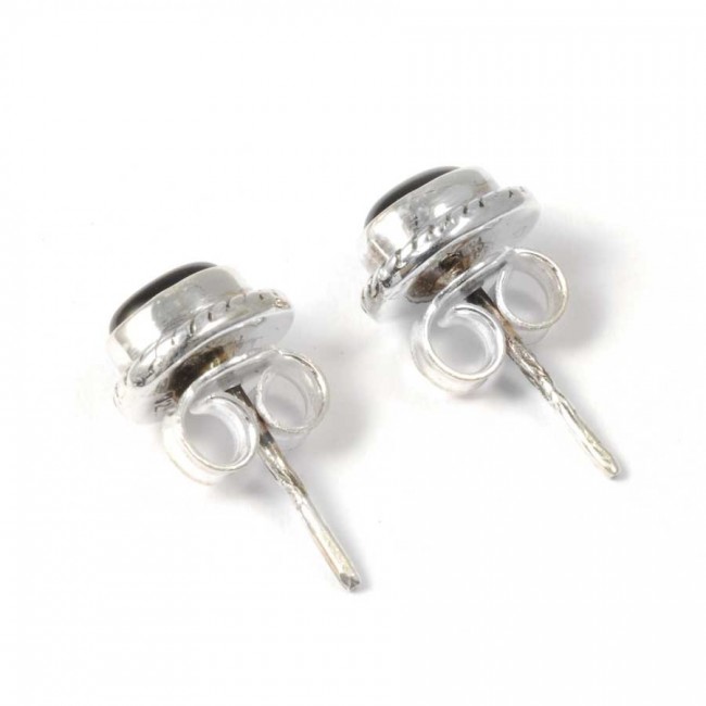 Oval Gemstone Studs with Silver Detailing - Silver Jewellery - Boutique Nirvana