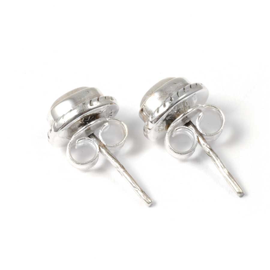 Boucles d'oreilles pierre ovale avec contour d'argent ornementé - BIJOUX ARGENT - Boutique Nirvana