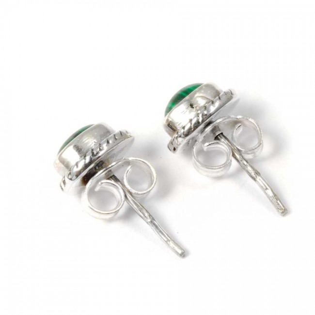 Boucles d'oreilles pierre ovale avec contour d'argent ornementé - BIJOUX ARGENT - Boutique Nirvana