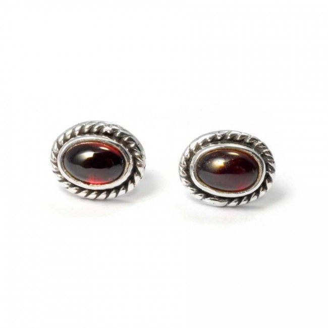 Oval Gemstone Studs with Silver Detailing - Silver Jewellery - Boutique Nirvana