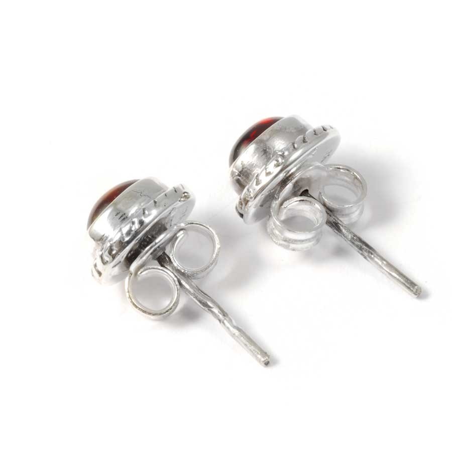 Boucles d'oreilles pierre ovale avec contour d'argent ornementé - BIJOUX ARGENT - Boutique Nirvana