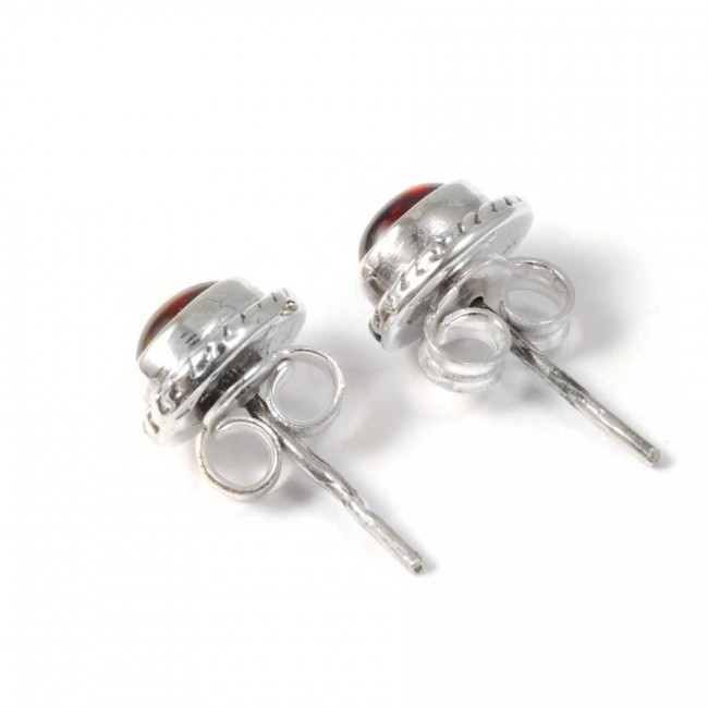 Oval Gemstone Studs with Silver Detailing - Silver Jewellery - Boutique Nirvana