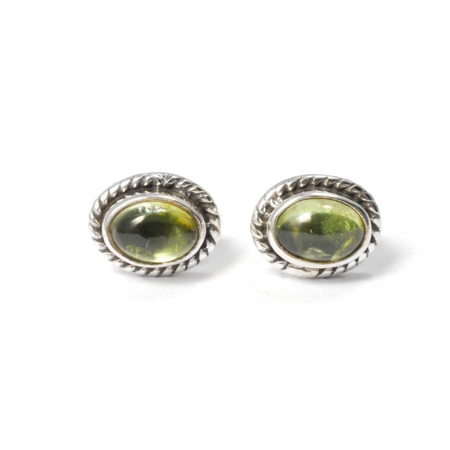 Oval Gemstone Studs with Silver Detailing - Silver Jewellery - Boutique Nirvana