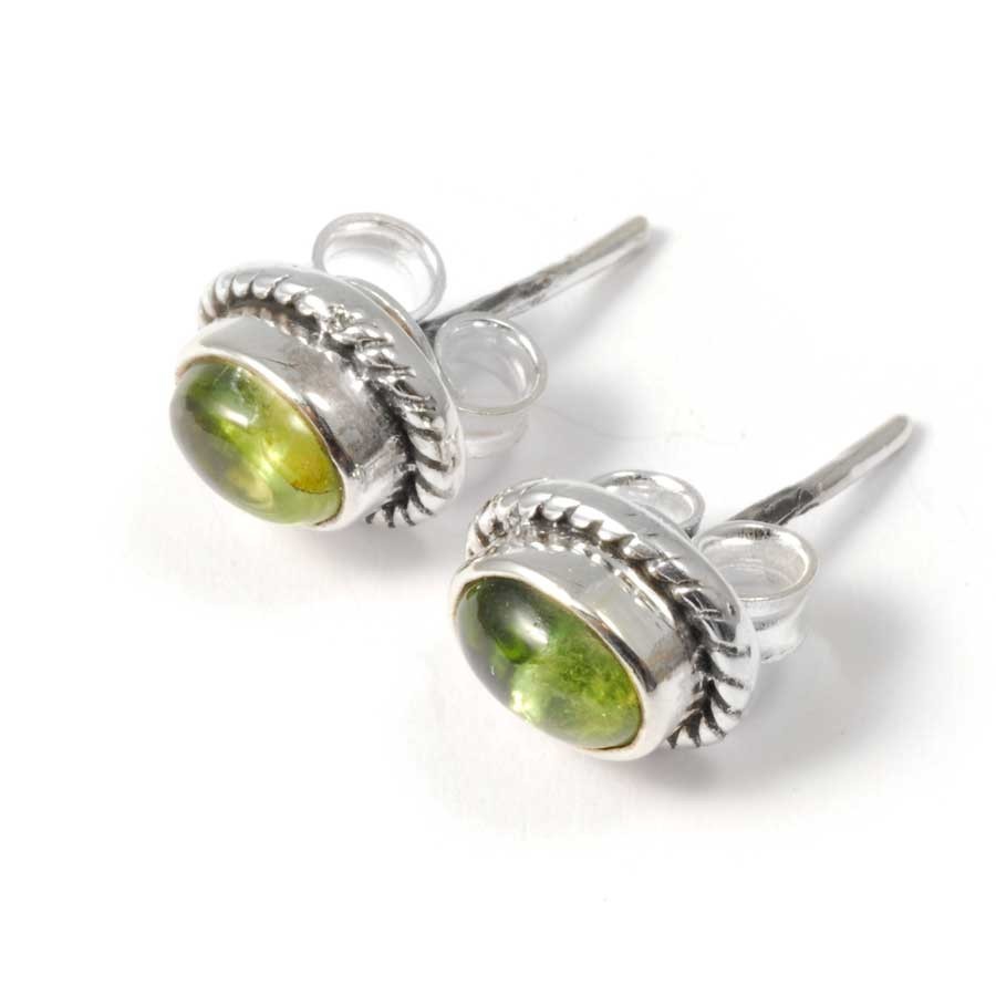 Boucles d'oreilles pierre ovale avec contour d'argent ornementé - BIJOUX ARGENT - Boutique Nirvana