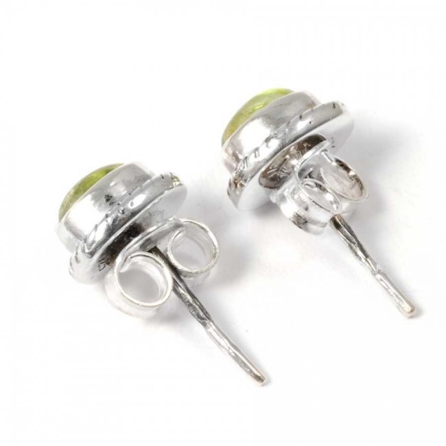 Boucles d'oreilles pierre ovale avec contour d'argent ornementé - BIJOUX ARGENT - Boutique Nirvana