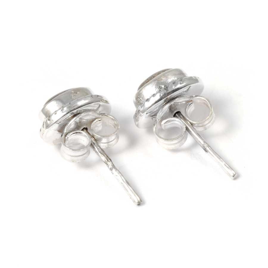 Oval Gemstone Studs with Silver Detailing - Silver Jewellery - Boutique Nirvana