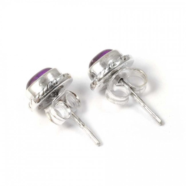 Oval Gemstone Studs with Silver Detailing - Silver Jewellery - Boutique Nirvana