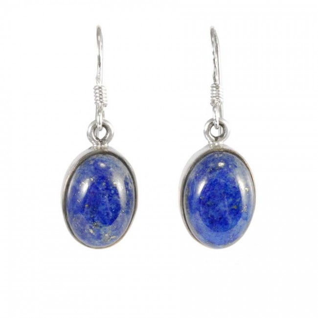 Oval Gemstone Dangle Earrings - Silver Jewellery - Boutique Nirvana