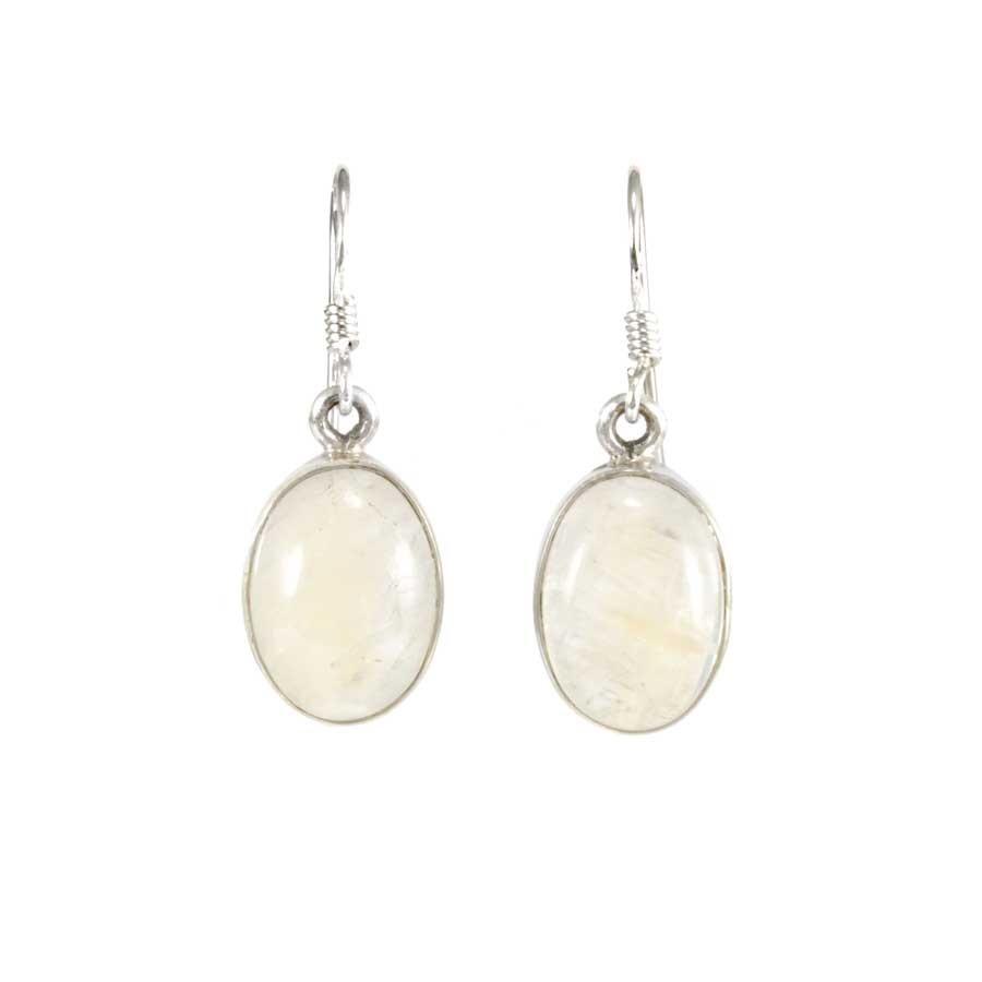 Oval Gemstone Dangle Earrings - Silver Jewellery - Boutique Nirvana