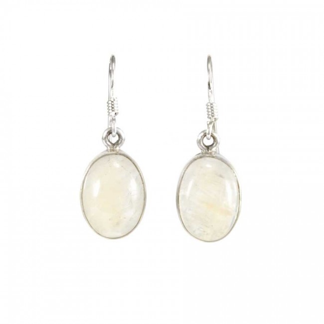 Oval Gemstone Dangle Earrings - Silver Jewellery - Boutique Nirvana
