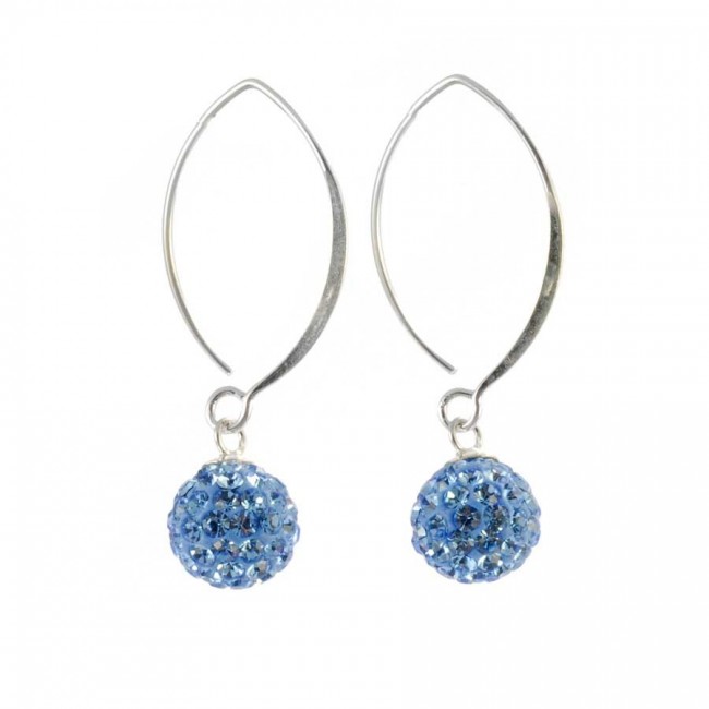Boucles d'oreilles col de cygne en argent avec boule de strass - Silver Jewellery - Boutique Nirvana