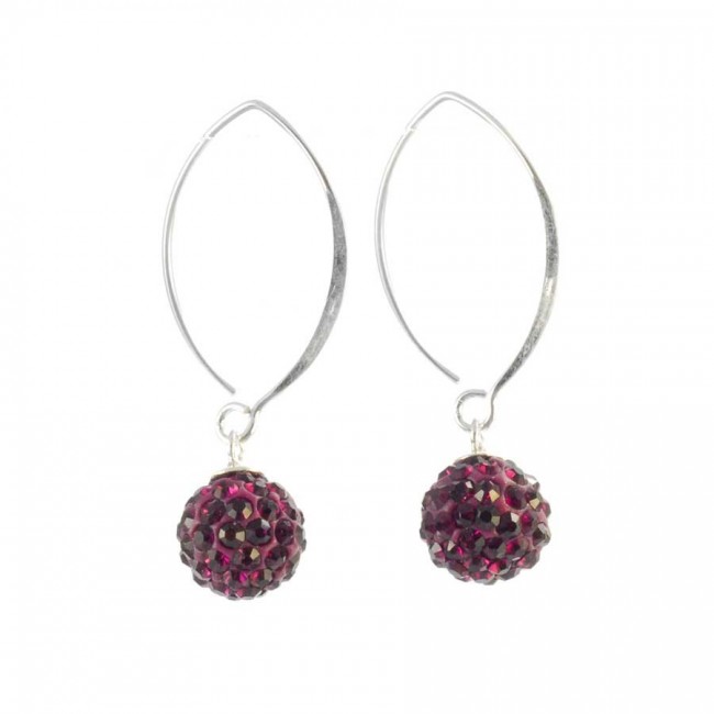 Boucles d'oreilles col de cygne en argent avec boule de strass - Silver Jewellery - Boutique Nirvana
