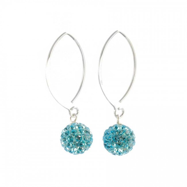 Boucles d'oreilles col de cygne en argent avec boule de strass - Silver Jewellery - Boutique Nirvana
