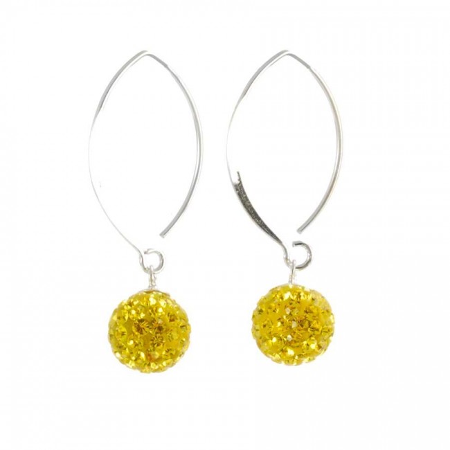 Boucles d'oreilles col de cygne en argent avec boule de strass - Silver Jewellery - Boutique Nirvana