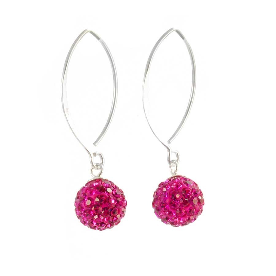 Boucles d'oreilles col de cygne en argent avec boule de strass - Silver Jewellery - Boutique Nirvana