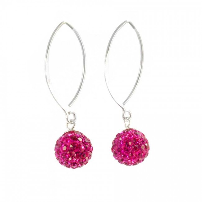 Boucles d'oreilles col de cygne en argent avec boule de strass - Silver Jewellery - Boutique Nirvana