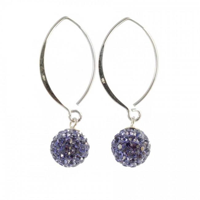 Boucles d'oreilles col de cygne en argent avec boule de strass - Silver Jewellery - Boutique Nirvana