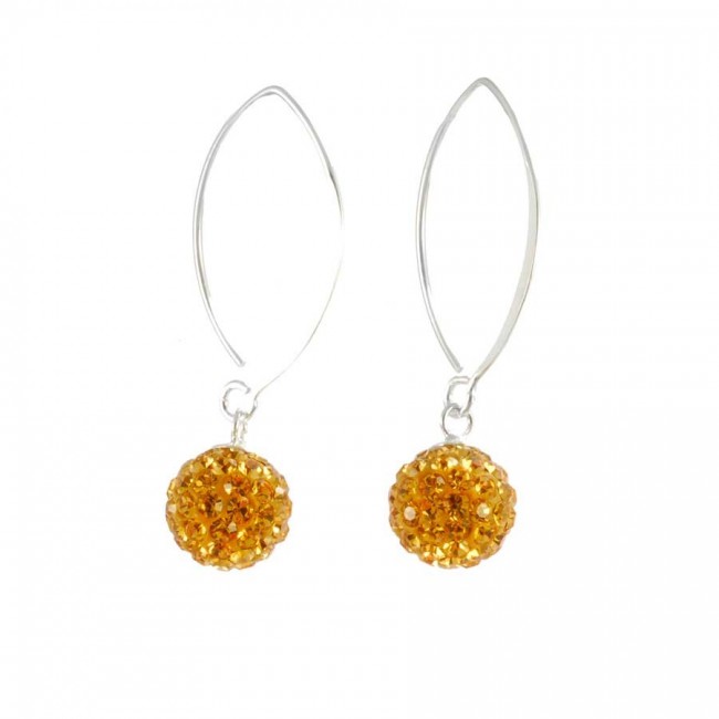 Boucles d'oreilles col de cygne en argent avec boule de strass - Silver Jewellery - Boutique Nirvana
