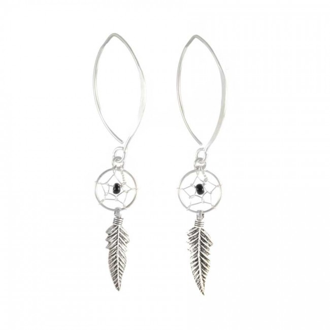 Bohemian Silver Dreamcatcher Earrings - 0 - Boutique Nirvana