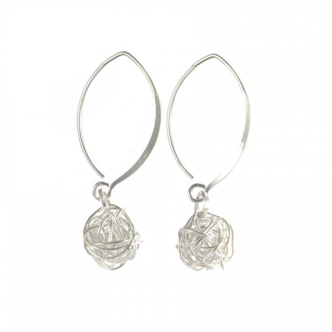 Boucles d'oreilles col de cygne avec boule de fil en argent - Silver Jewellery - Boutique Nirvana