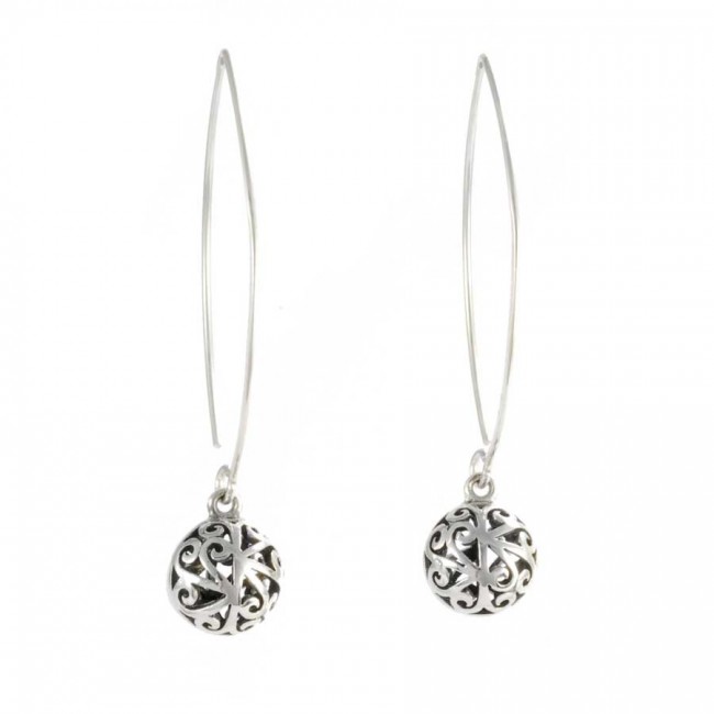 Boucles d'oreilles col de cygne avec boule d'argent - BIJOUX ARGENT - Boutique Nirvana