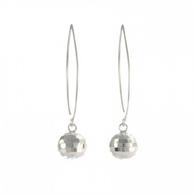Boucles d'oreilles col de cygne avec boule d'argent - BIJOUX ARGENT - Boutique Nirvana