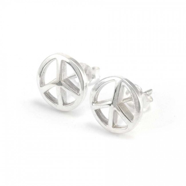 Silver Peace Stud Earrings - Silver Jewellery - Boutique Nirvana