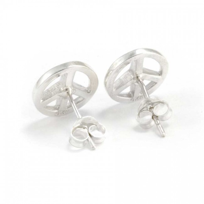 Silver Peace Stud Earrings - Silver Jewellery - Boutique Nirvana