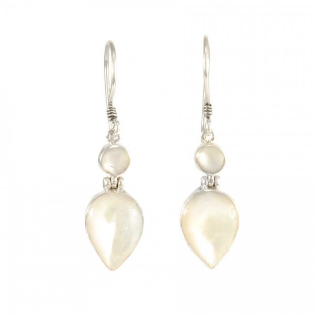 Boucles d'oreilles en argent pendante avec deux pierres - BIJOUX ARGENT - Boutique Nirvana