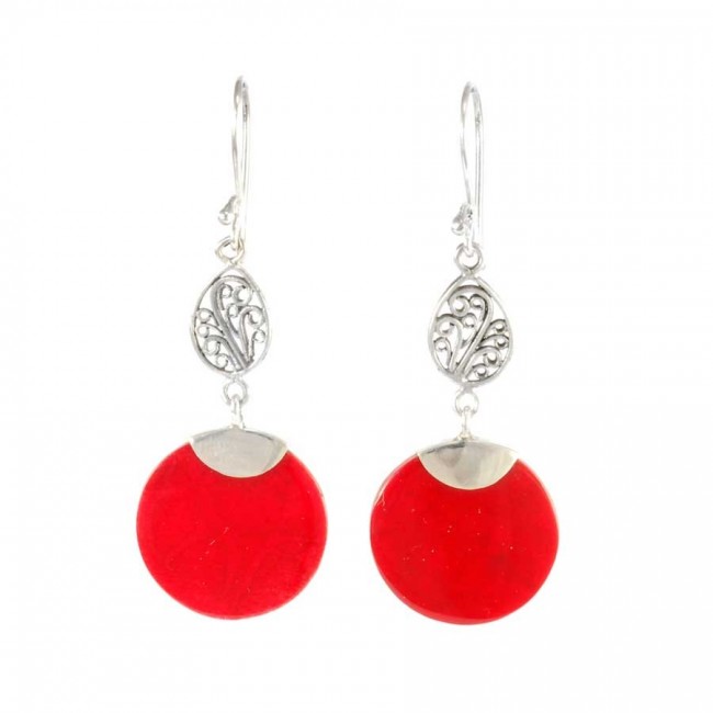 Round Stone Dangle Earrings - Silver Jewellery - Boutique Nirvana