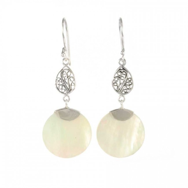 Round Stone Dangle Earrings - Silver Jewellery - Boutique Nirvana