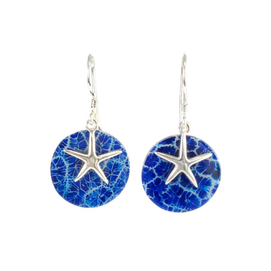 Boucles d'oreilles en argent rondes avec étoile de mer - BIJOUX ARGENT - Boutique Nirvana