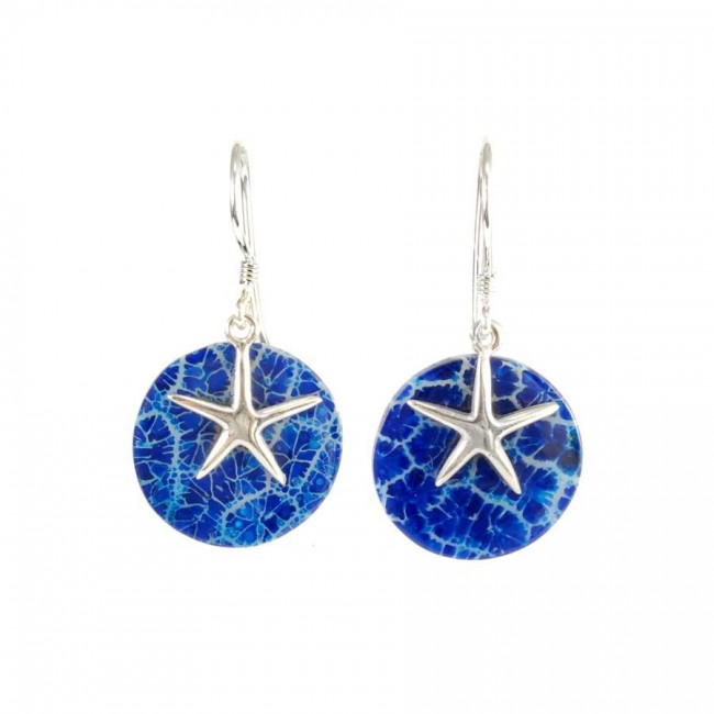 Boucles d'oreilles en argent rondes avec étoile de mer - BIJOUX ARGENT - Boutique Nirvana