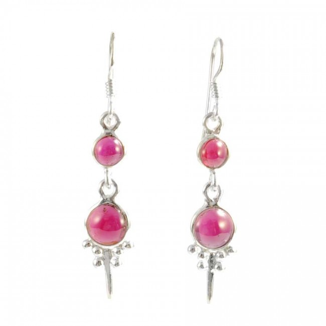 Boucles d'oreilles en argent fines 2 pierres - BIJOUX ARGENT - Boutique Nirvana