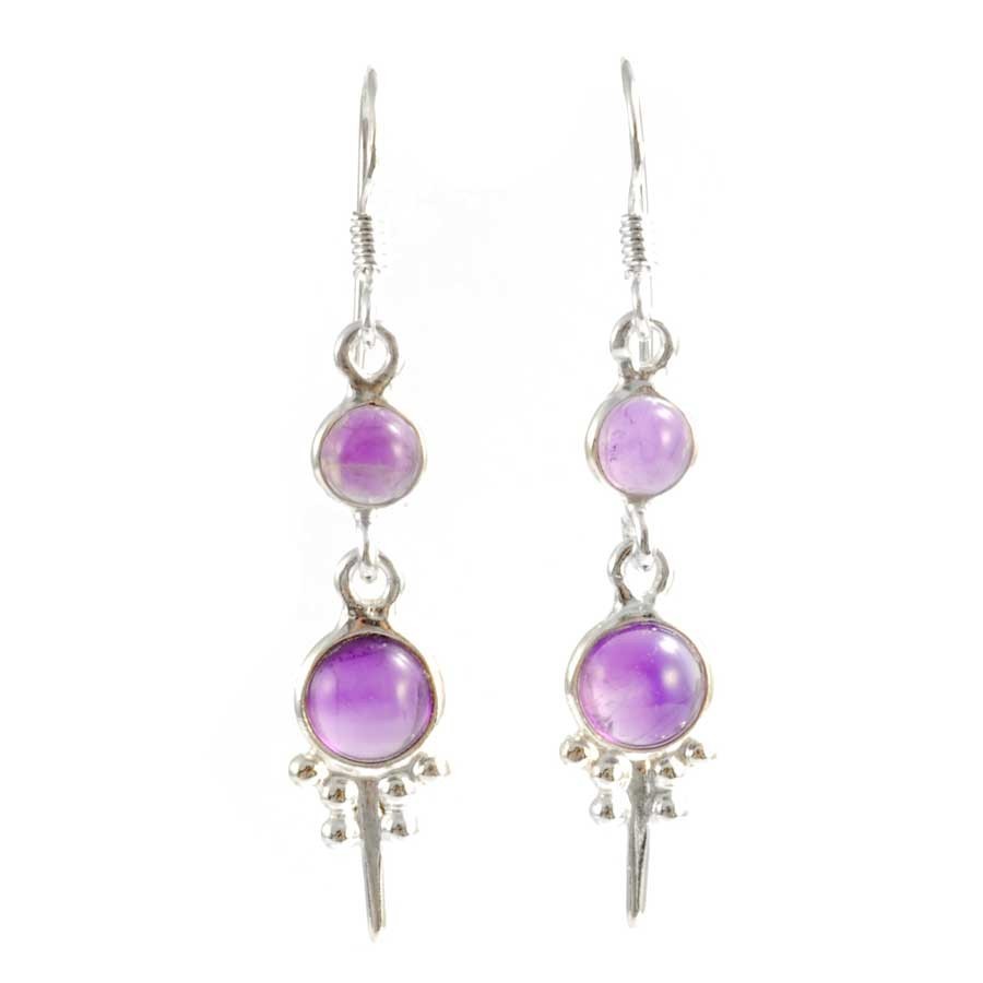 Bohemian Two-Stone Dangle Earrings - Silver Jewellery - Boutique Nirvana