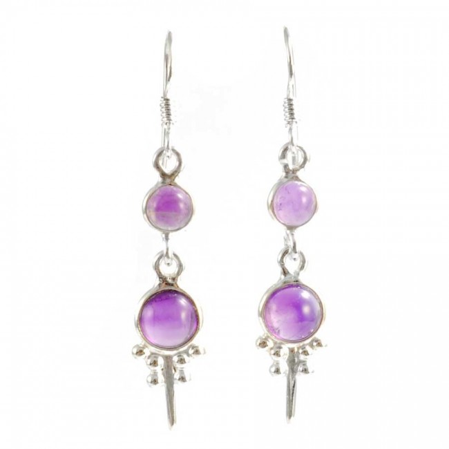 Bohemian Two-Stone Dangle Earrings - Silver Jewellery - Boutique Nirvana